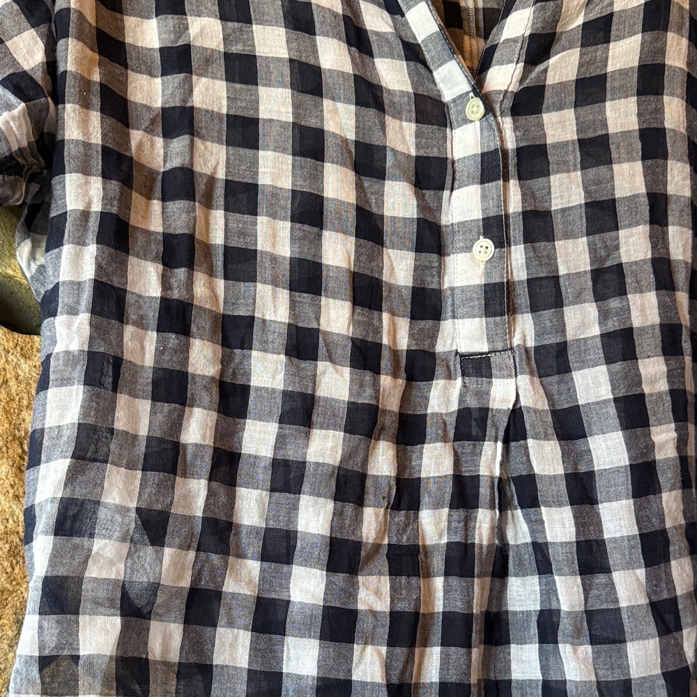 LOFT Navy and White Checkered Top - Picture 3 of 5